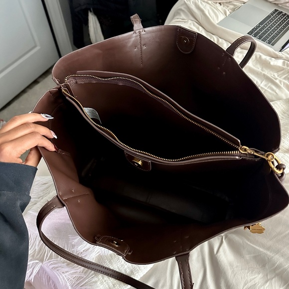 Steve Madden Chocolate Brown Croc Tote Bag Laptop Friendly - Picture 3 of 8